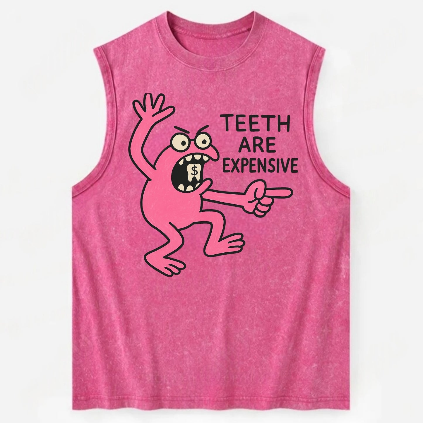TEETH ARE EXPENSIVE | Dollar sign molar - Vintage Washed Tank - Pink