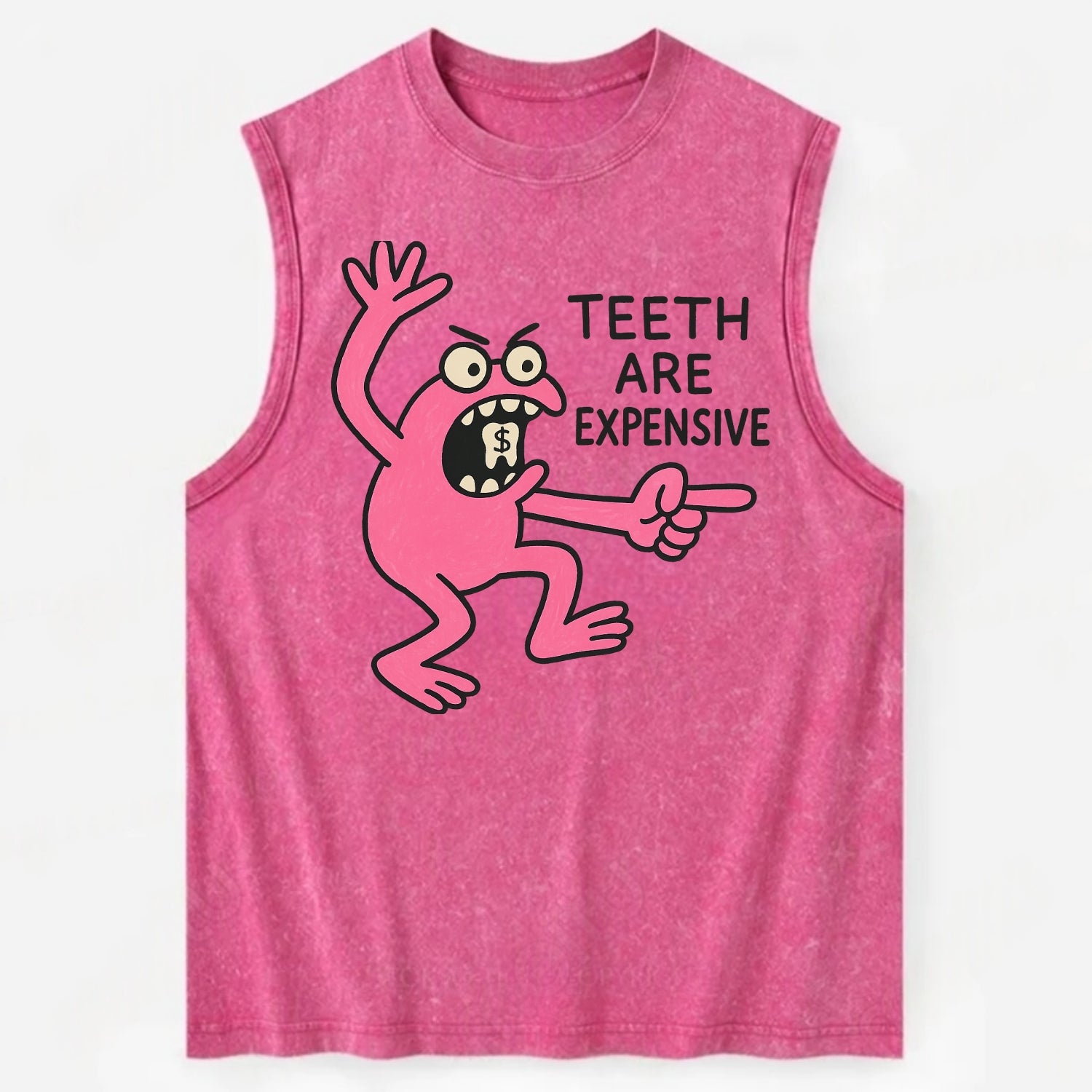 TEETH ARE EXPENSIVE | Dollar sign molar - Vintage Washed Tank - Pink