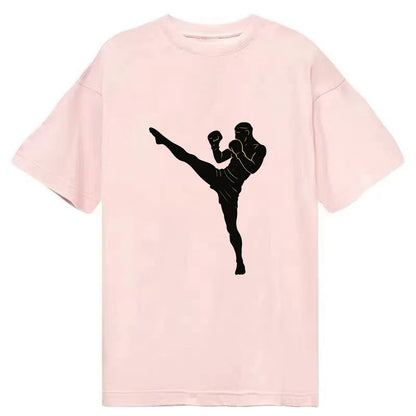 Kickboxer delivering roundhouse kick - Classic T-shirt - Pink