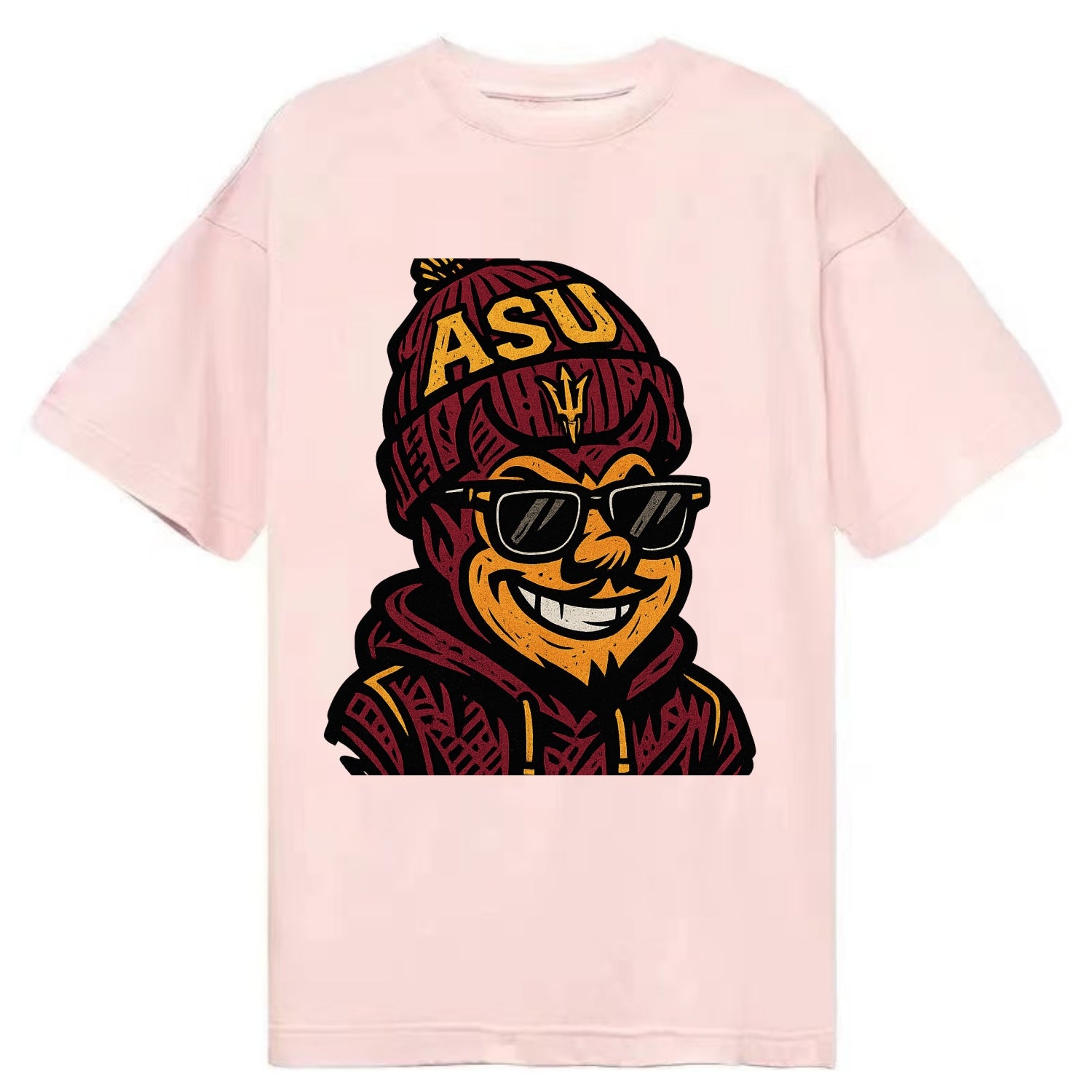 Tempe Sparky wearing Arizona State beanie with fork patch - Classic T-shirt - Pink