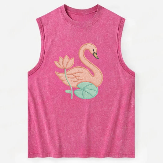 Coral Swan - Vintage Washed Tank - Pink