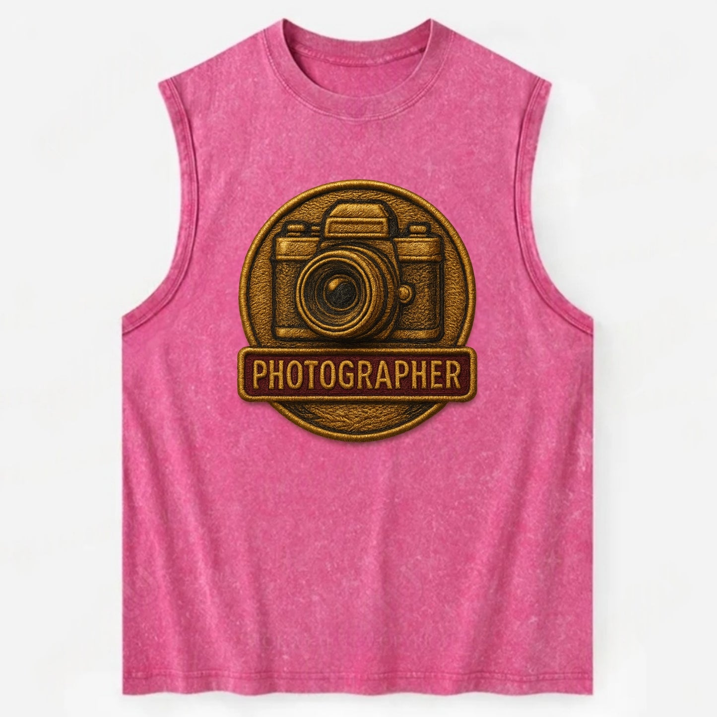 Camera with vintage lens - photographer badge - Vintage Washed Tank - Pink