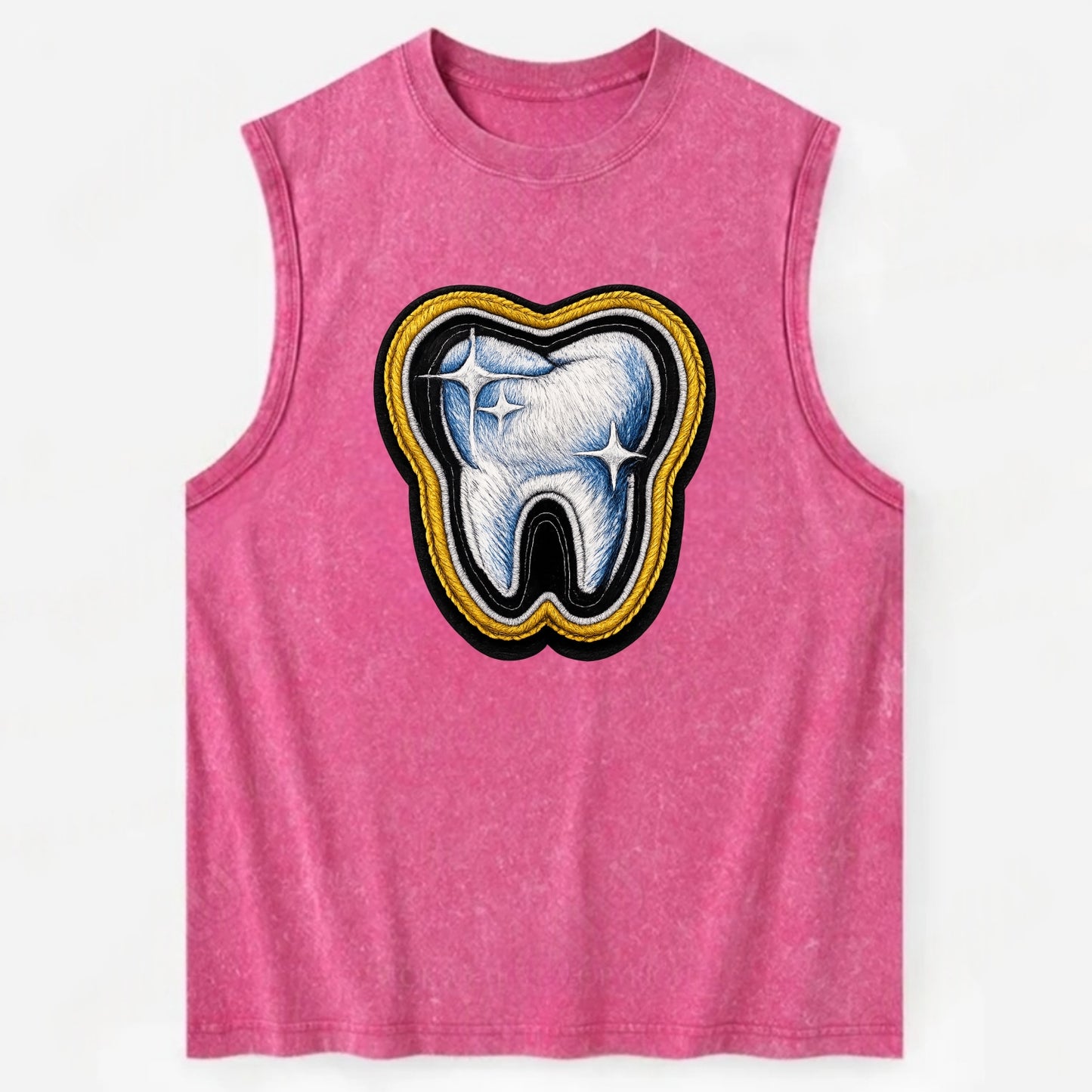 DENTAL TOOTH - molar with sparkle in white and blue , dentist - Vintage Washed Tank - Pink