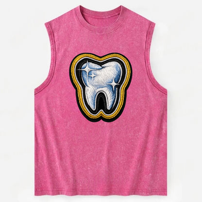 DENTAL TOOTH - molar with sparkle in white and blue , dentist - Vintage Washed Tank - Pink