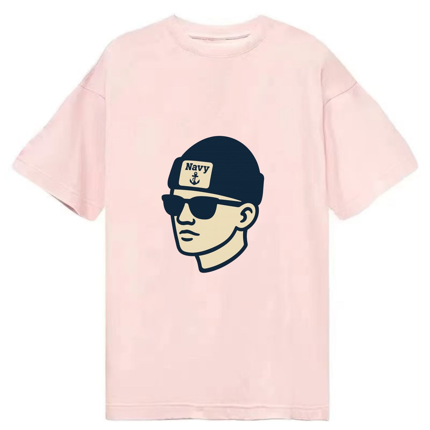 Annapolis Midshipman wearing Navy beanie with anchor patch - Classic T-shirt - Pink