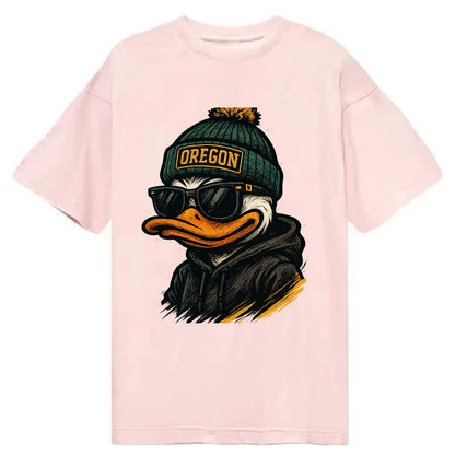 Eugene Duck wearing Oregon beanie with O patch - Classic T-shirt - Pink