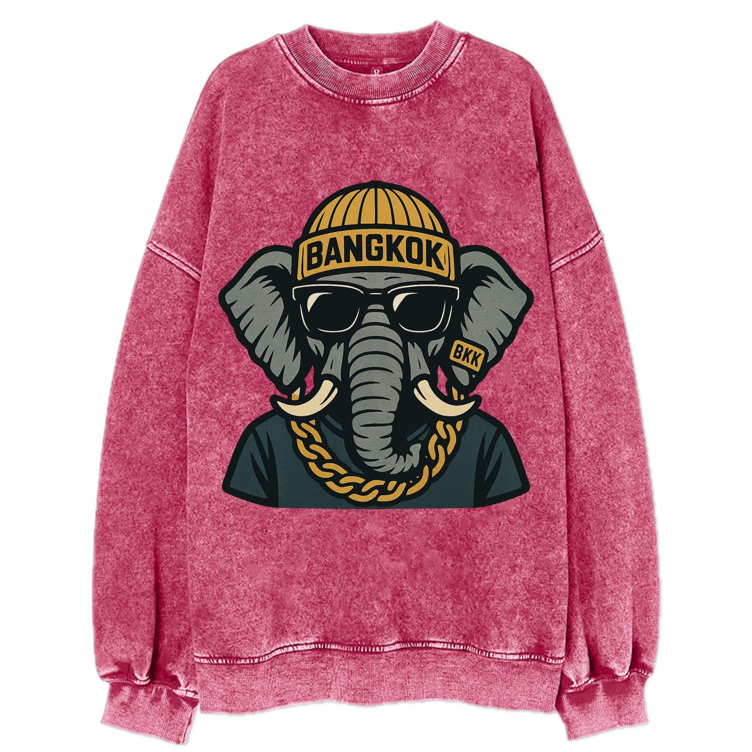 Bangkok Elephant - Vintage Sweatshirt - Pink