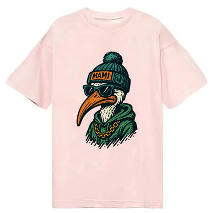 Coral Gables Ibis wearing Miami beanie with U patch - Classic T-shirt - Pink