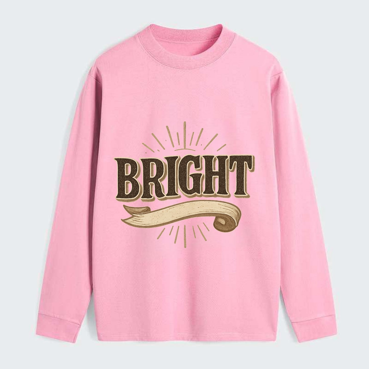 Bold typography design - "BRIGHT" - intelligent, shining - Classic Long Sleeve Shirt - Pink