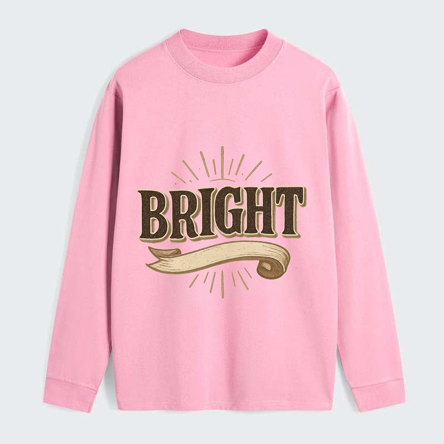 Bold typography design - "BRIGHT" - intelligent, shining - Classic Long Sleeve Shirt - Pink