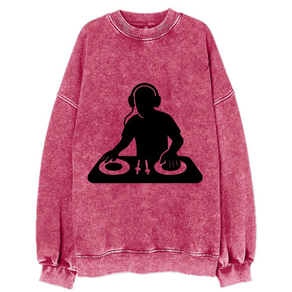 DJ with turntables and headphones - Vintage Sweatshirt - Pink