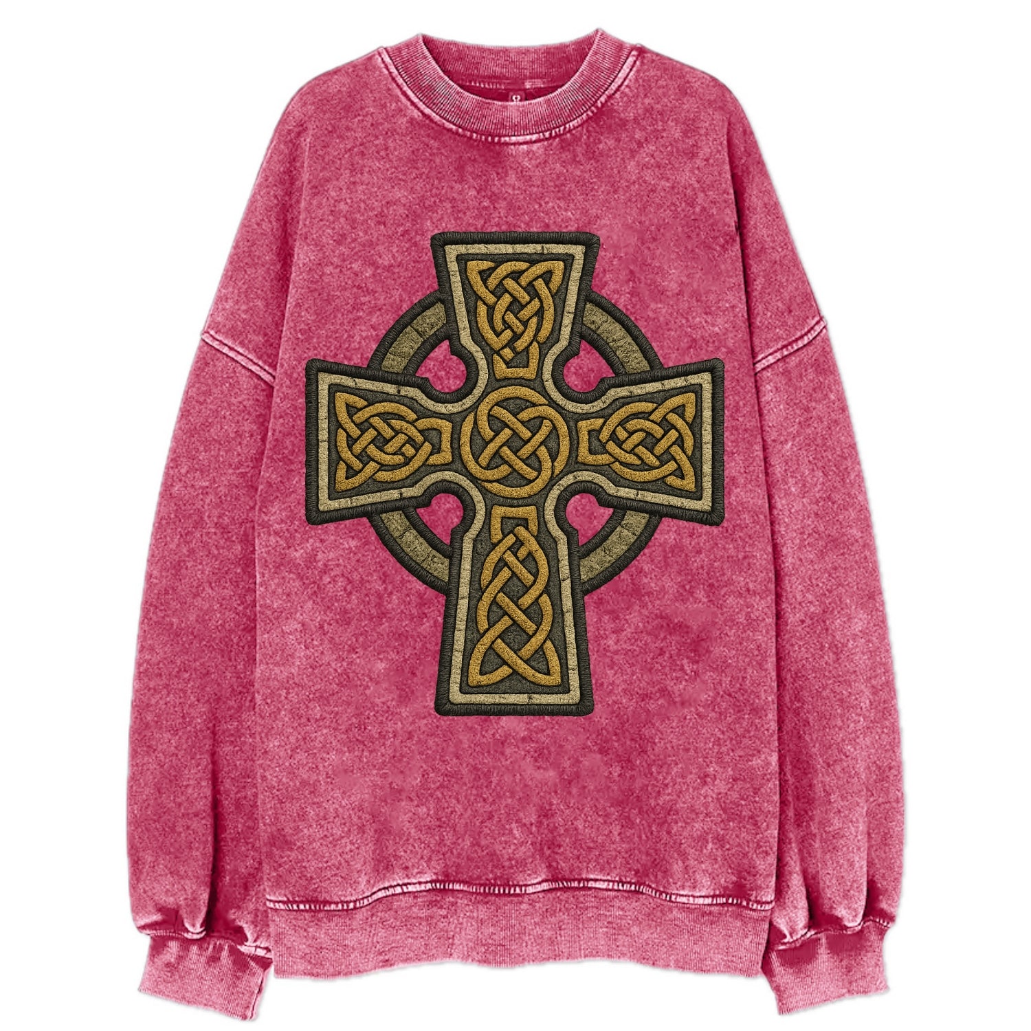 Celtic Cross  - Vintage Sweatshirt - Pink