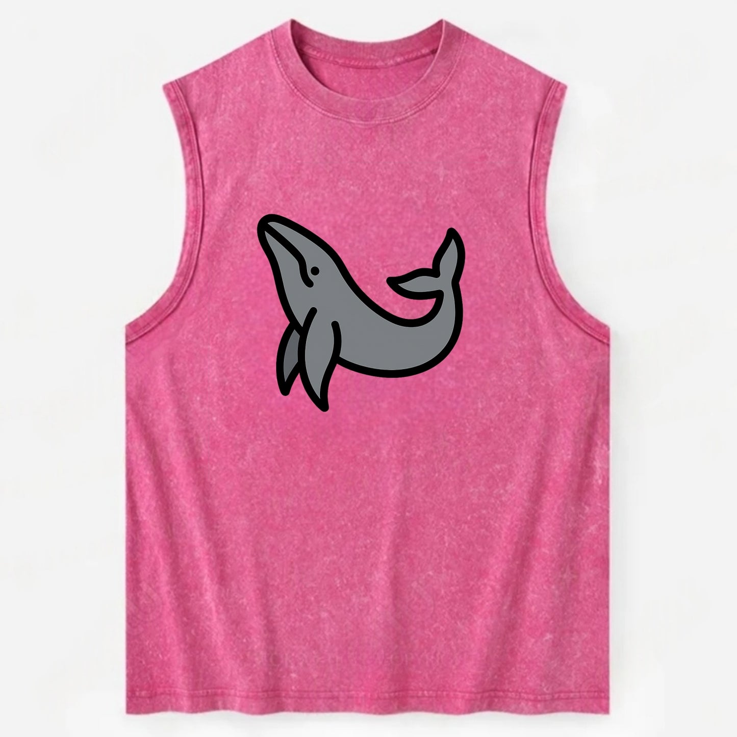 Humpback Whale - Gray breaching pose flat side profile - Vintage Washed Tank - Pink