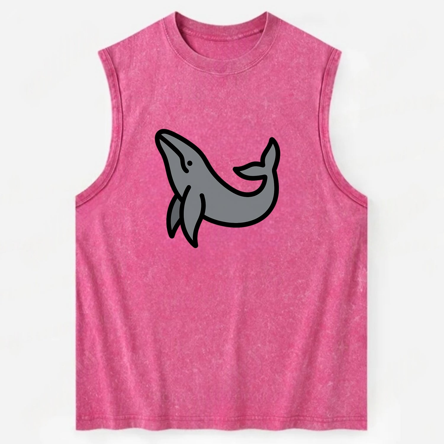 Humpback Whale - Gray breaching pose flat side profile - Vintage Washed Tank - Pink