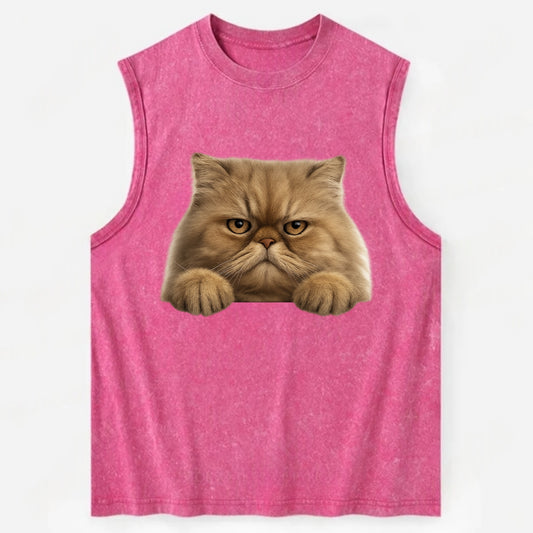 Persian Cat  - Vintage Washed Tank - Pink