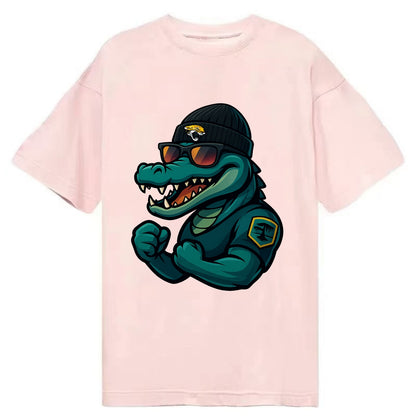 Jacksonville Alligator wearing Jaguars beanie with swamp patch and wayfarer - Classic T-shirt - Pink