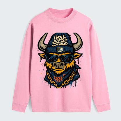 Logan Aggie wearing Utah State beanie with USU patch - Classic Long Sleeve Shirt - Pink