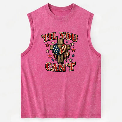 Til You Cant - Flag Cross - Vintage Washed Tank - Pink
