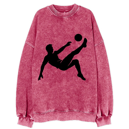 Soccer player kicking ball mid-air - Vintage Sweatshirt - Pink