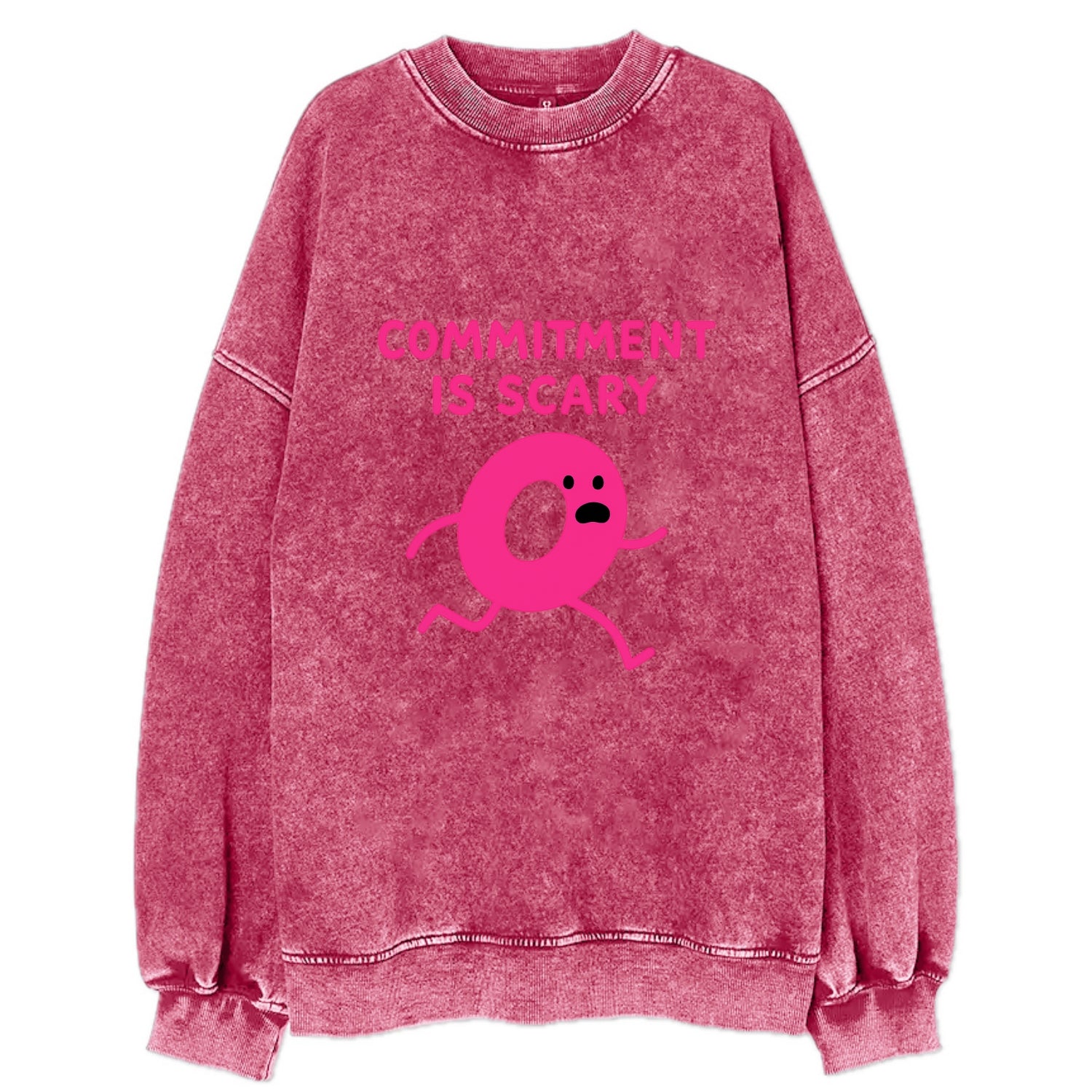 COMMITMENT IS SCARY | Terrified ring running away - Vintage Sweatshirt - Pink