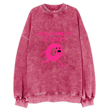 COMMITMENT IS SCARY | Terrified ring running away - Vintage Sweatshirt - Pink