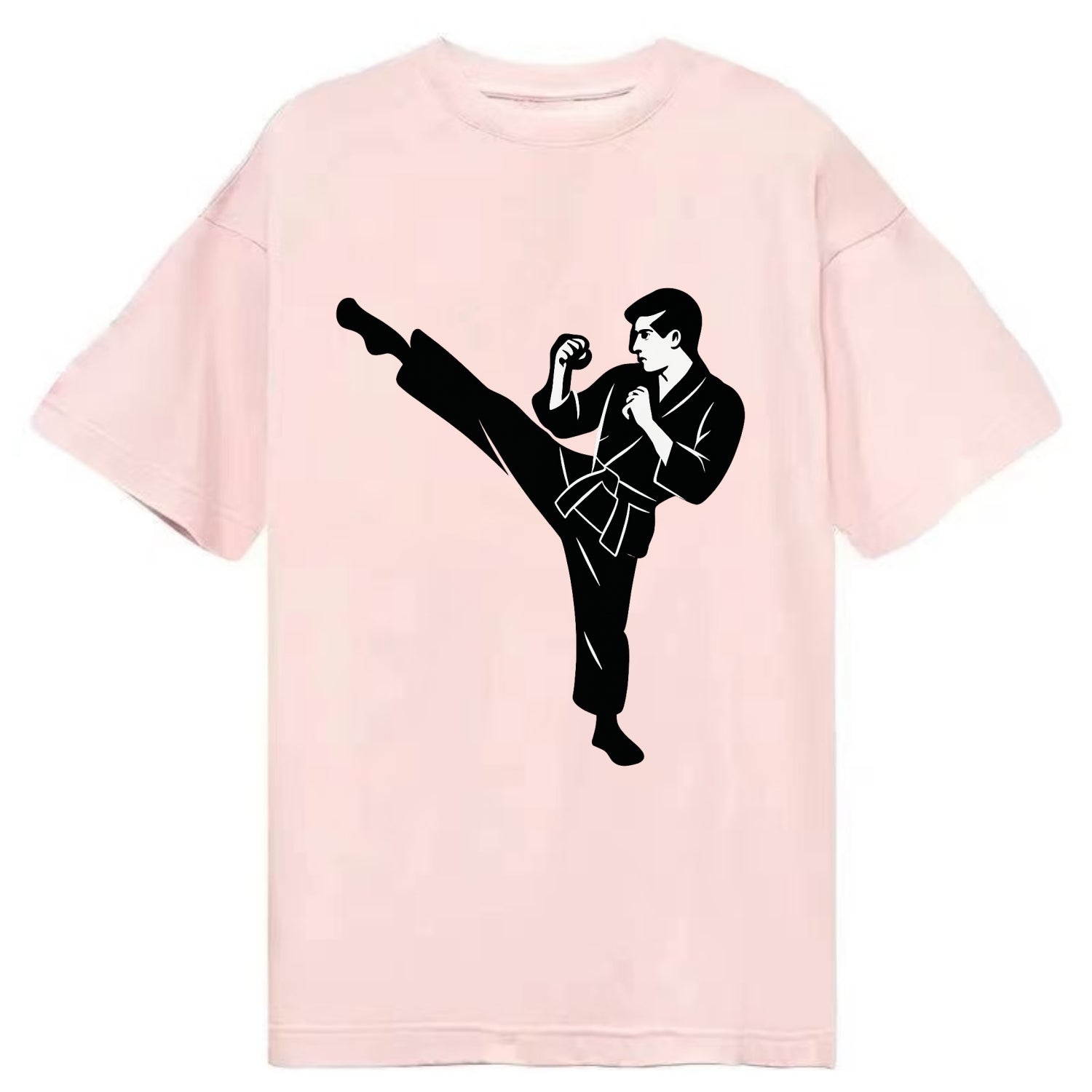 Martial artist performing a high kick - Classic T-shirt - Pink