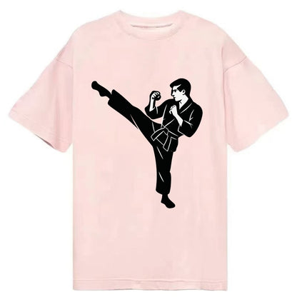 Martial artist performing a high kick - Classic T-shirt - Pink