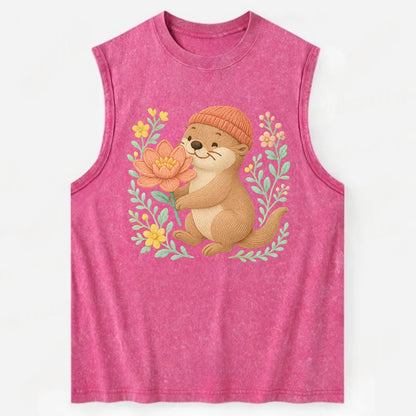 Peach Otter - Vintage Washed Tank - Pink