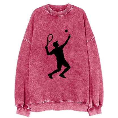 Tennis player serving powerful shot - Vintage Sweatshirt - Pink