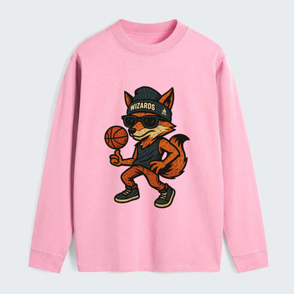 Washington Fox wearing Wizards beanie with capitol patch and wayfarer - Classic Long Sleeve Shirt - Pink