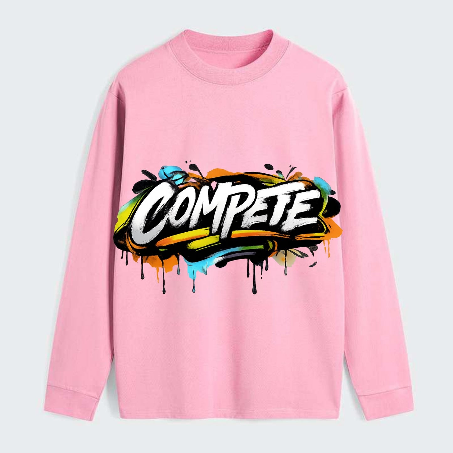 Bold typography design - "COMPETE" - competitive spirit, love the game - Classic Long Sleeve Shirt - Pink
