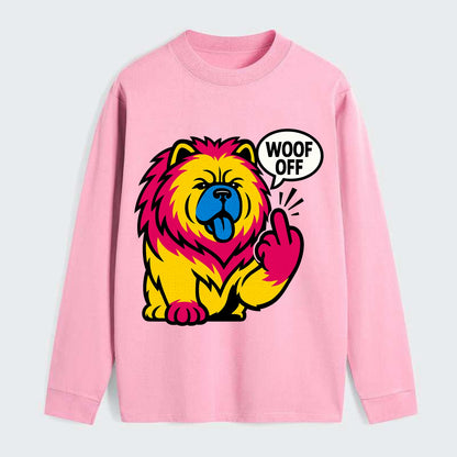 Chow Chow with lion mane and blue-black tongue, fluffy dignified paw up - Classic Long Sleeve Shirt - Pink