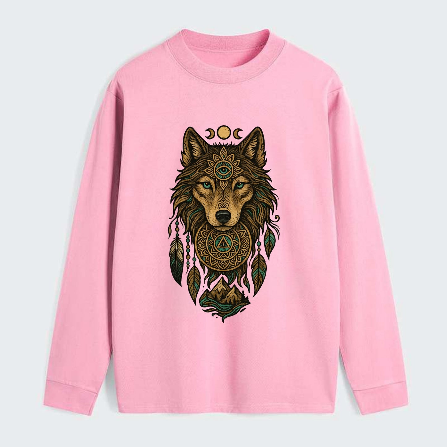 Tattoo Wolf Flash  - Classic Long Sleeve Shirt - Pink