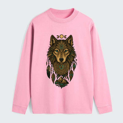 Tattoo Wolf Flash  - Classic Long Sleeve Shirt - Pink