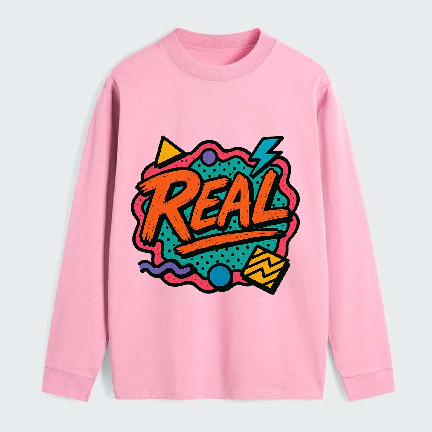 Imperfect brush strokes spelling "Real" - authenticity over perfection, - Classic Long Sleeve Shirt - Pink