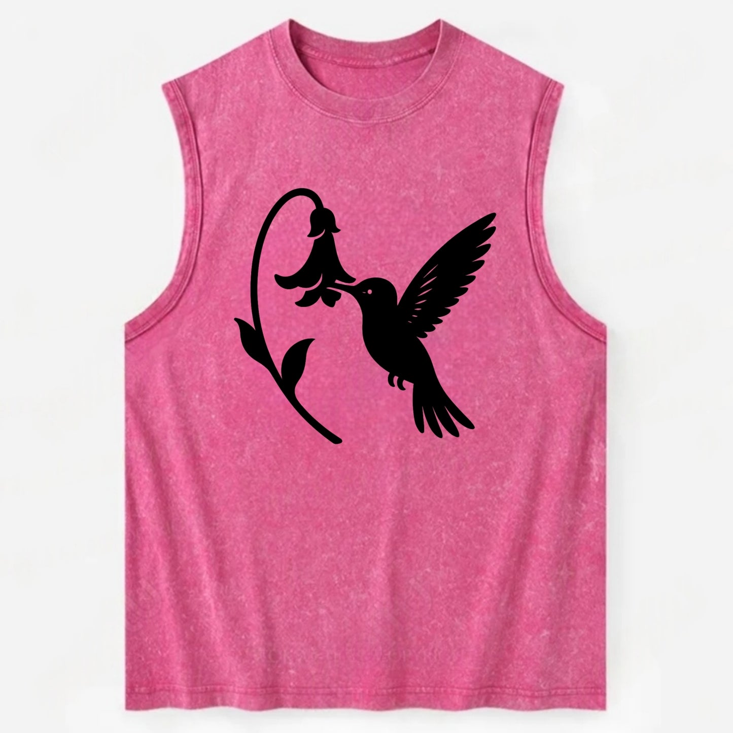 Hummingbird hovering at flower - Vintage Washed Tank - Pink