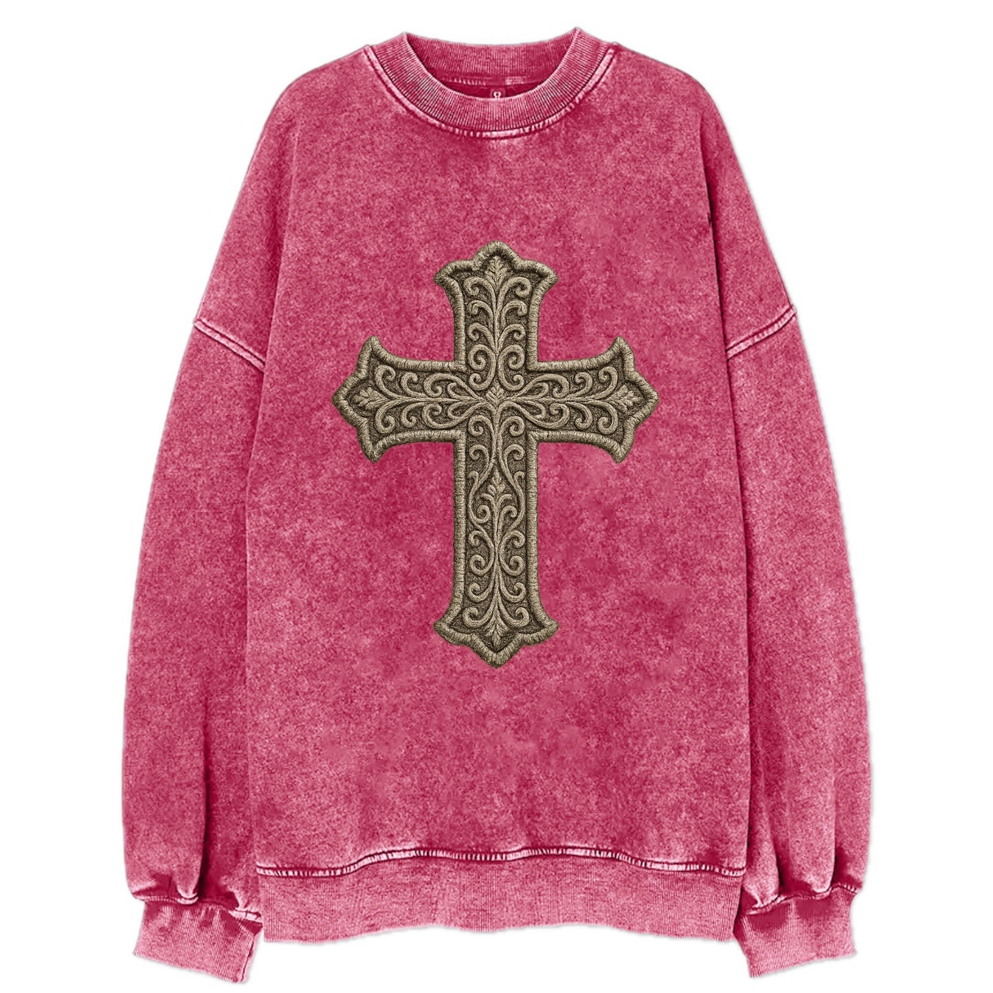 Filigree Cross  - Vintage Sweatshirt - Pink