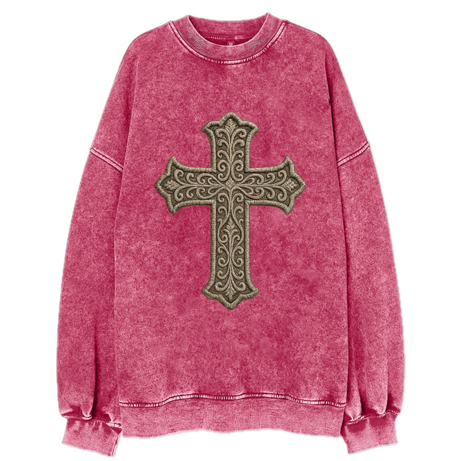 Filigree Cross  - Vintage Sweatshirt - Pink