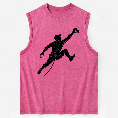 Rock wall climber reaching hold - Vintage Washed Tank - Pink