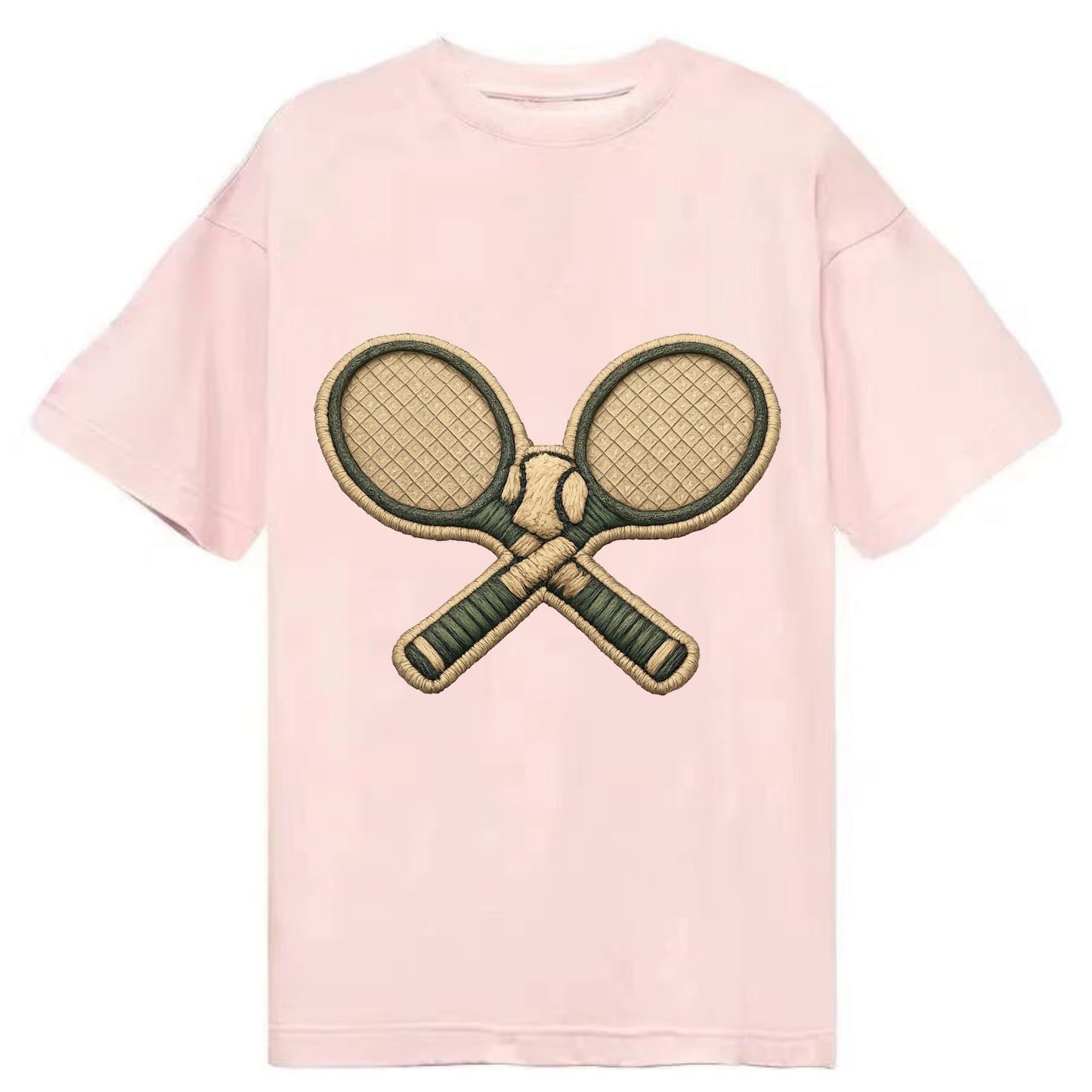 Embroidered patch design - TENNIS RACKET CROSSED - tennis rackets with ball in - Classic T-shirt - Pink