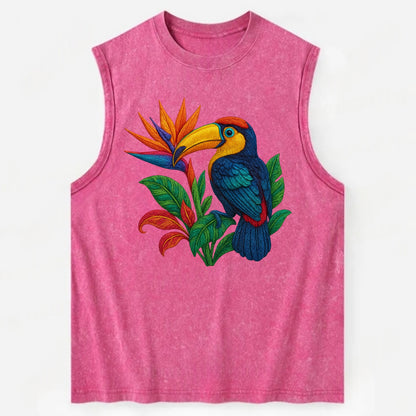 Toucan Paradise - Vintage Washed Tank - Pink