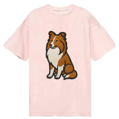 Shetland Sheepdog - Sable and white embr Classic T-shirt - Pink