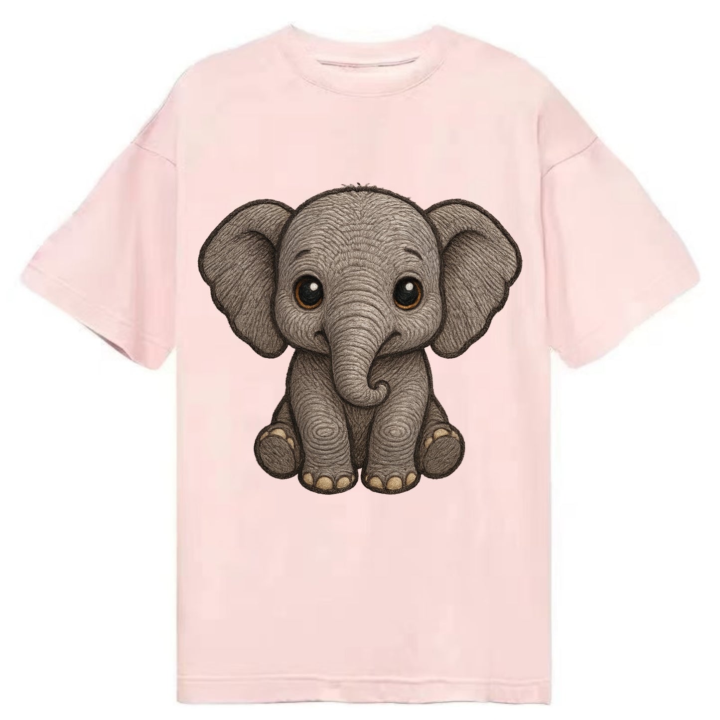 Baby Elephant - gray wrinkly, tiny trunk, large floppy ears, kind dark eyes, - Classic T-shirt - Pink