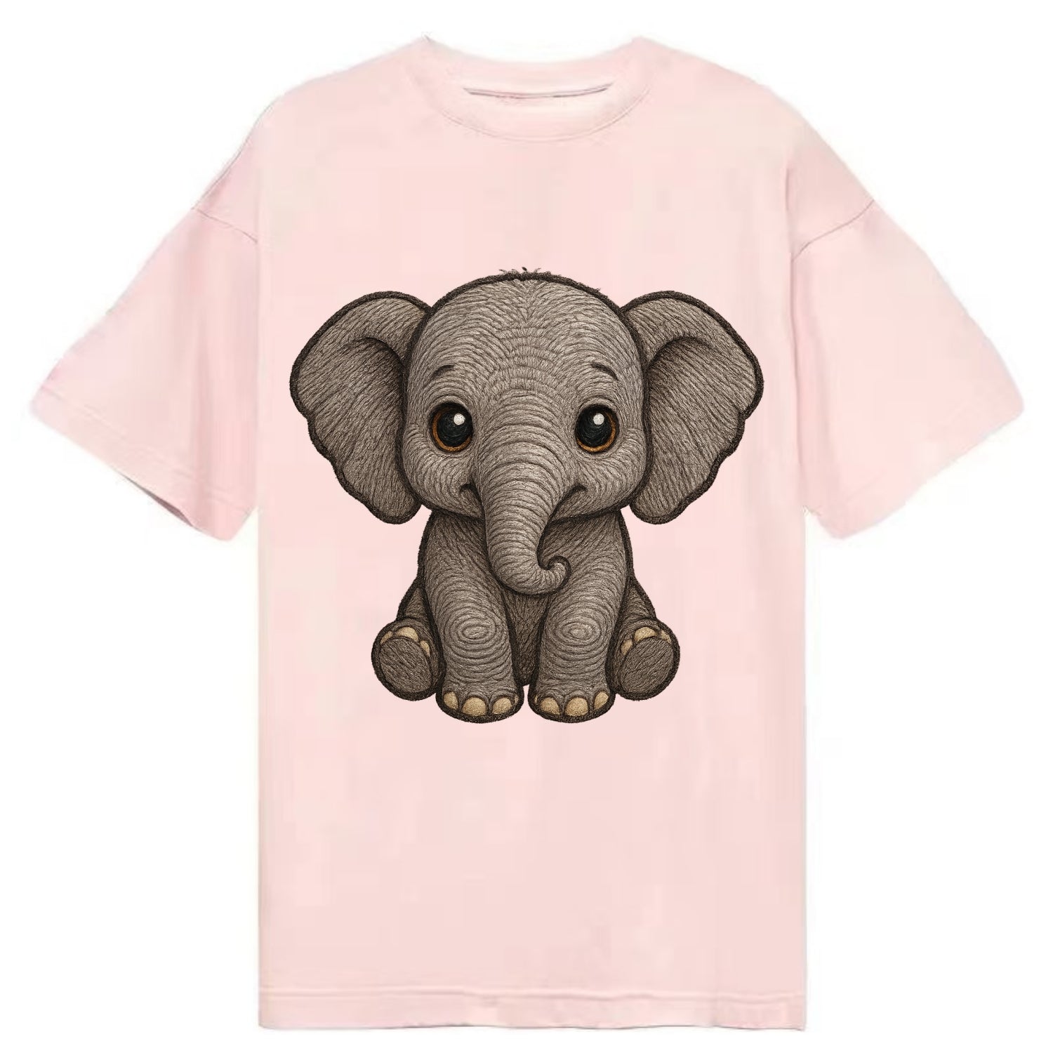 Baby Elephant - gray wrinkly, tiny trunk, large floppy ears, kind dark eyes, - Classic T-shirt - Pink