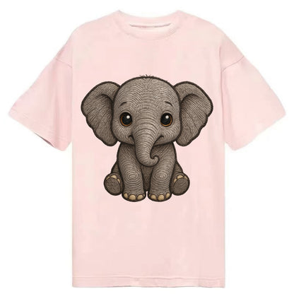 Baby Elephant - gray wrinkly, tiny trunk, large floppy ears, kind dark eyes, - Classic T-shirt - Pink