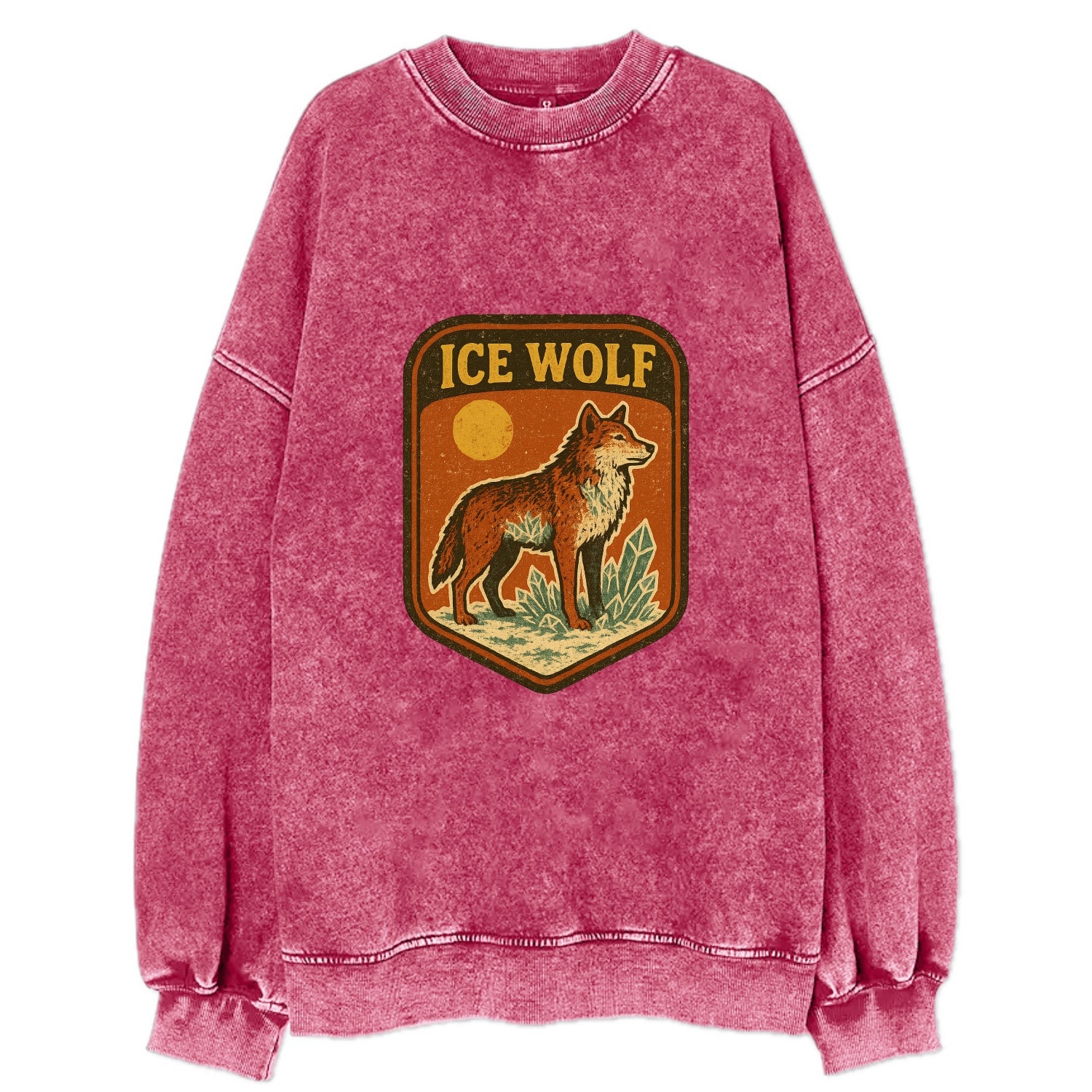 Ice Wolf Crystal  - Vintage Sweatshirt - Pink