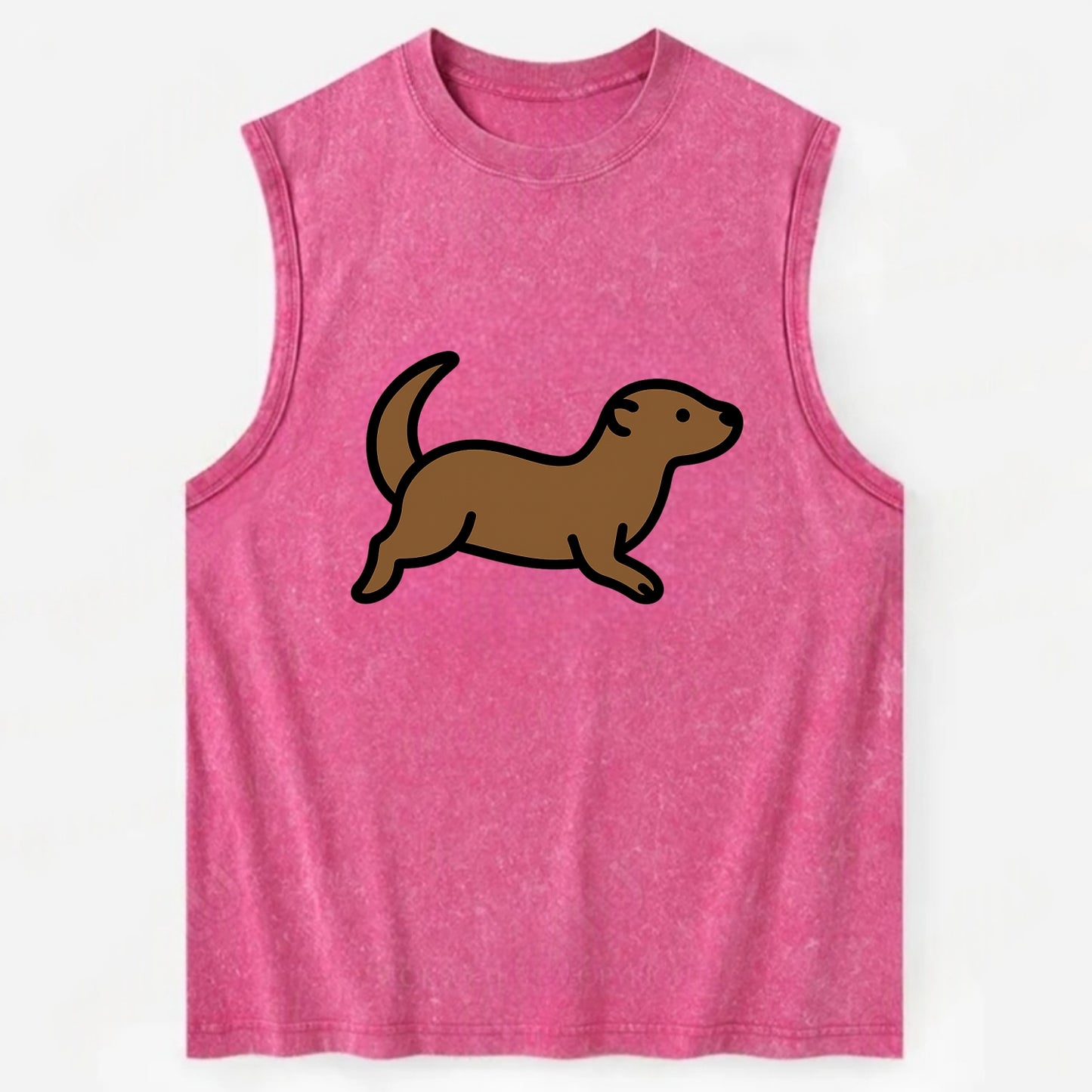 Otter - Brown sleek swimming pose flat side profile - Vintage Washed Tank - Pink