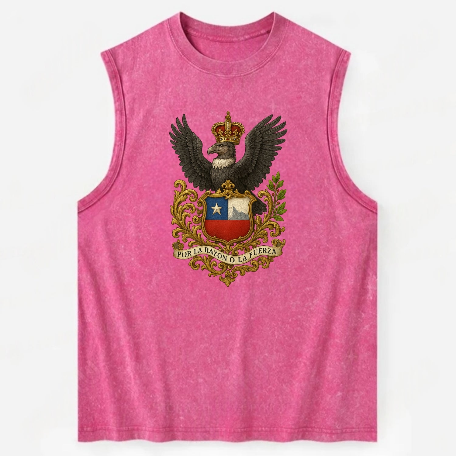 Chile Andean Condor Emblem  - Vintage Washed Tank - Pink