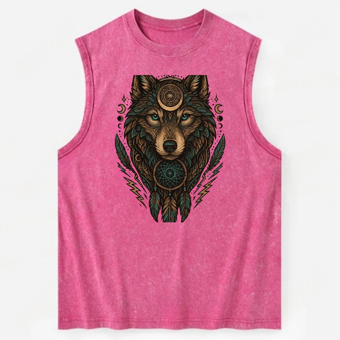 Storm Wolf Thunder  - Vintage Washed Tank - Pink