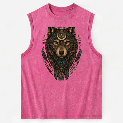 Storm Wolf Thunder  - Vintage Washed Tank - Pink